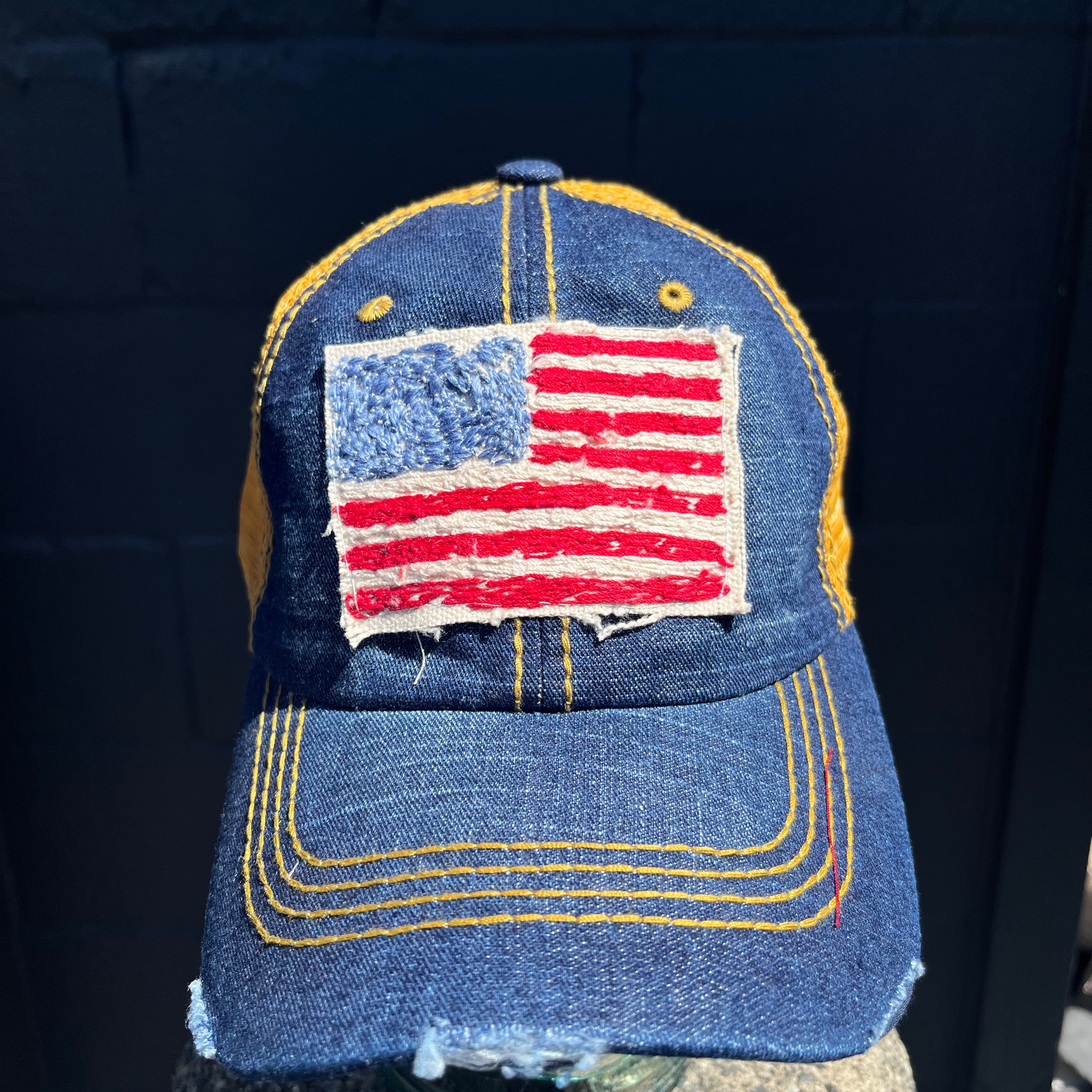Blink Blink Trucker Hat, American Flag