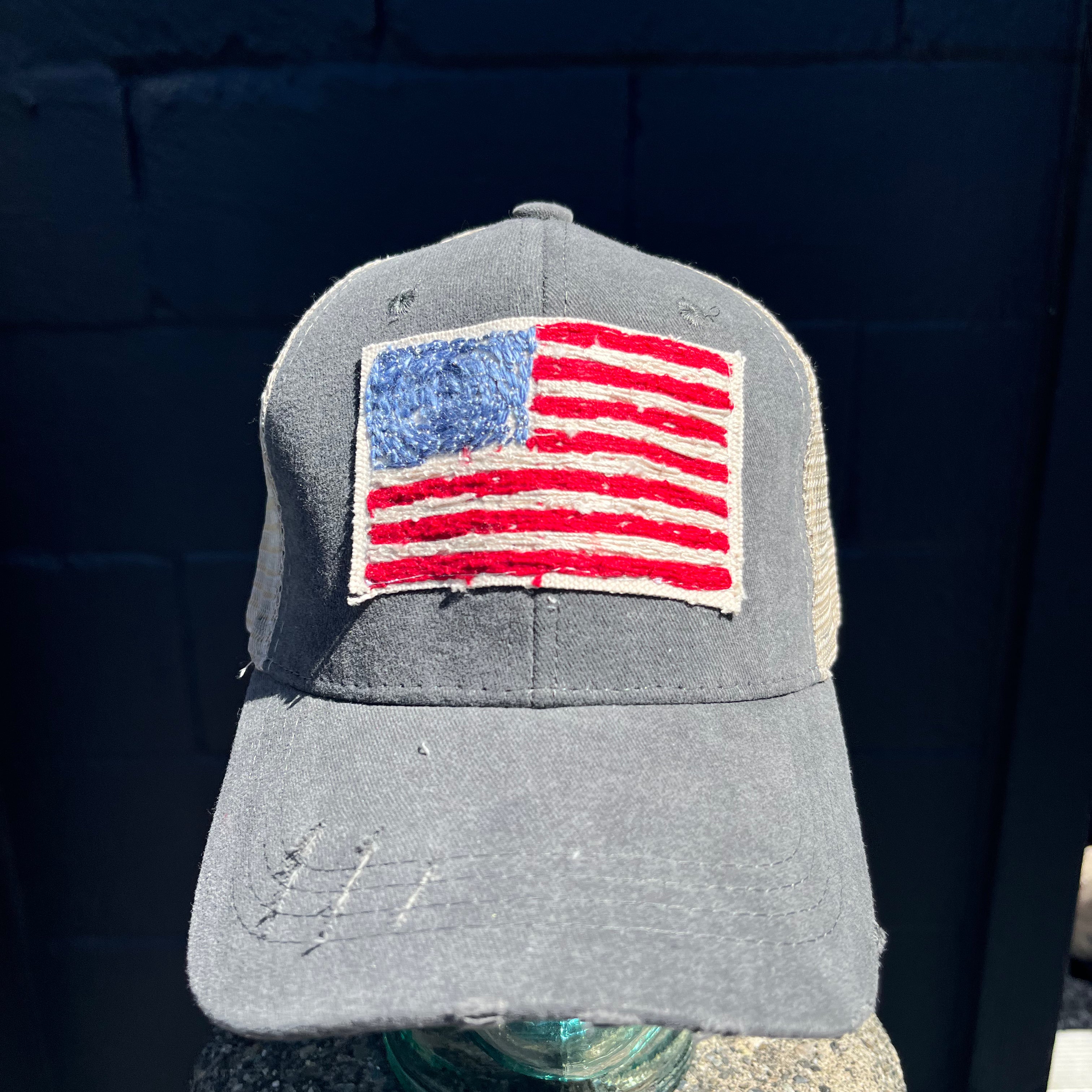 Blink Blink Trucker Hat, American Flag
