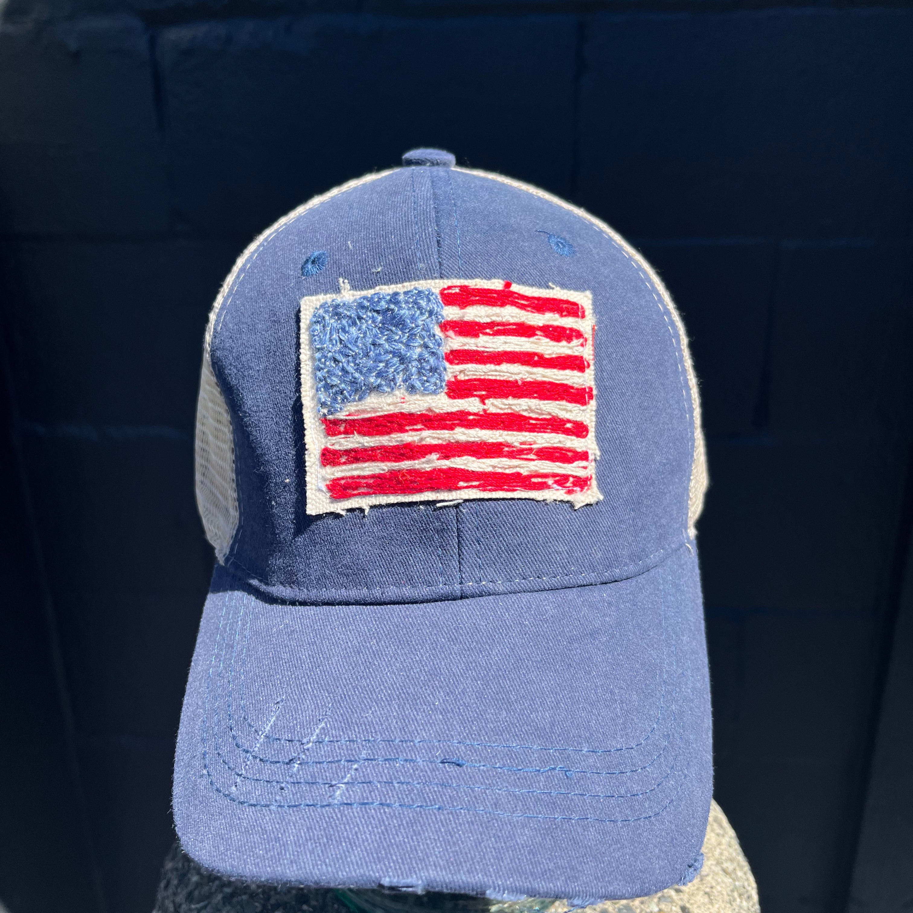 Blink Blink Trucker Hat, American Flag