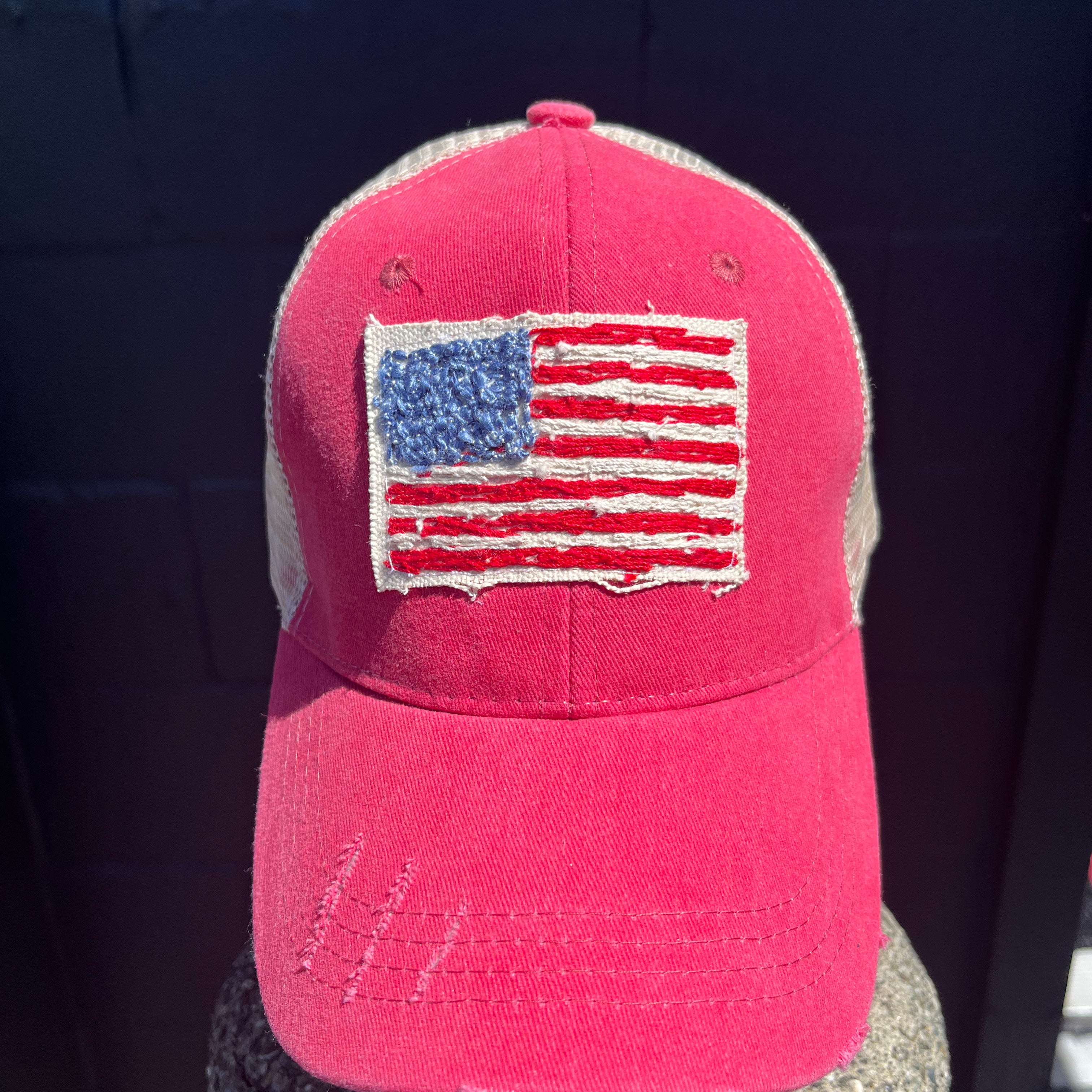 Blink Blink Trucker Hat, American Flag