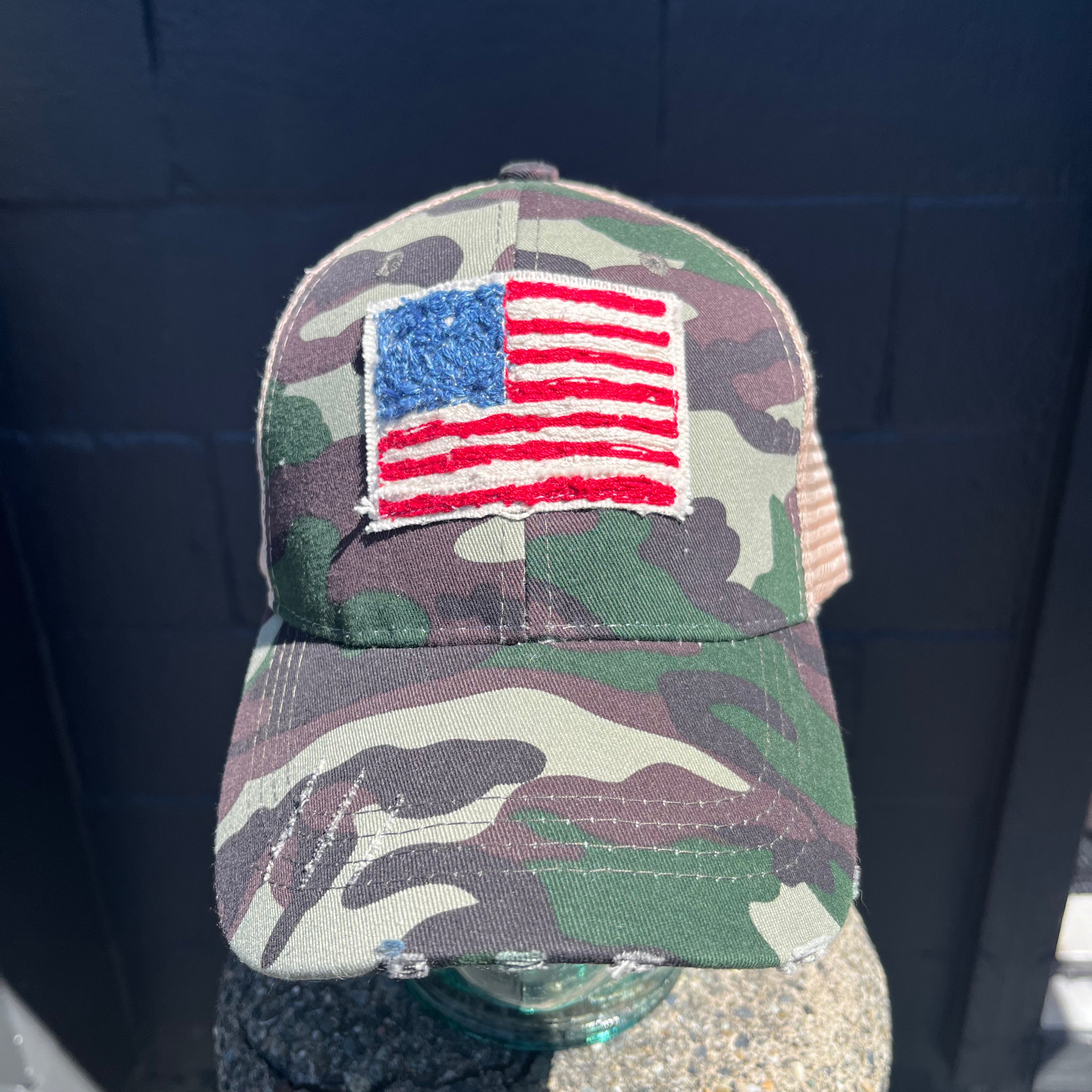 Blink Blink Trucker Hat, American Flag