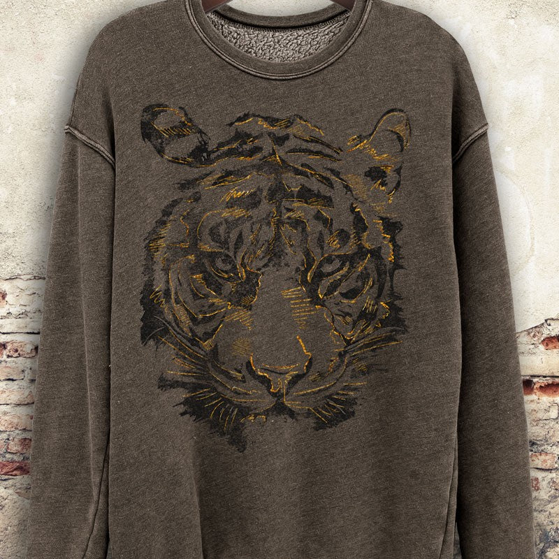 HRT & LUV Golden Foiled Tiger Face Mineral Sweatshirts
