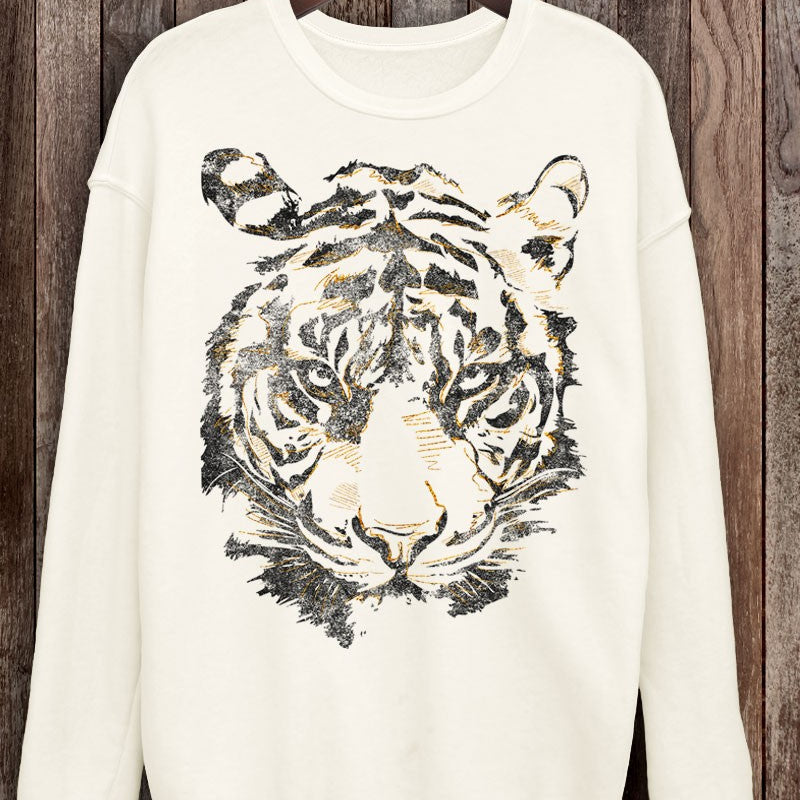 HRT & LUV Golden Foiled Tiger Face Mineral Sweatshirts