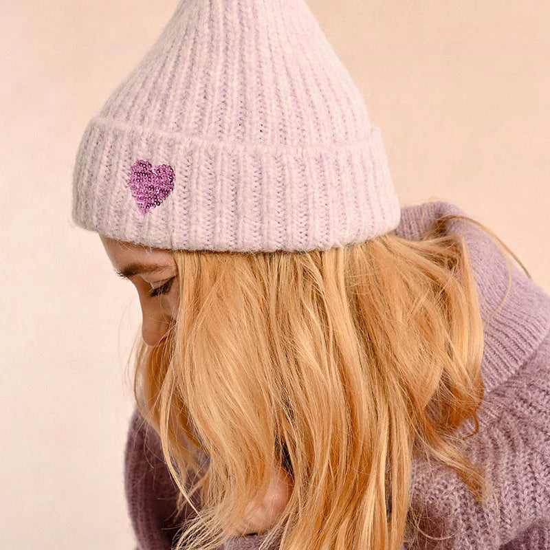 Molly Bracken Knit Hat w/ Sequin Heart