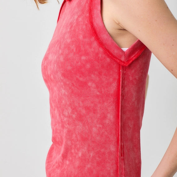 Mystree Exposed Seaming Ribbed Tank