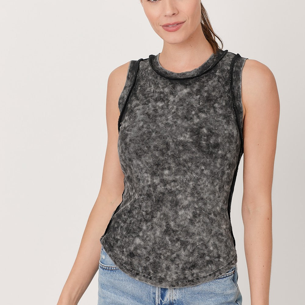 Mystree Exposed Seaming Ribbed Tank
