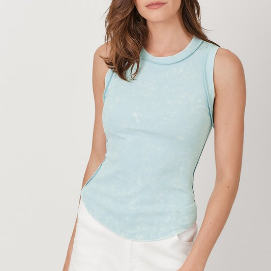 Mystree Exposed Seaming Ribbed Tank