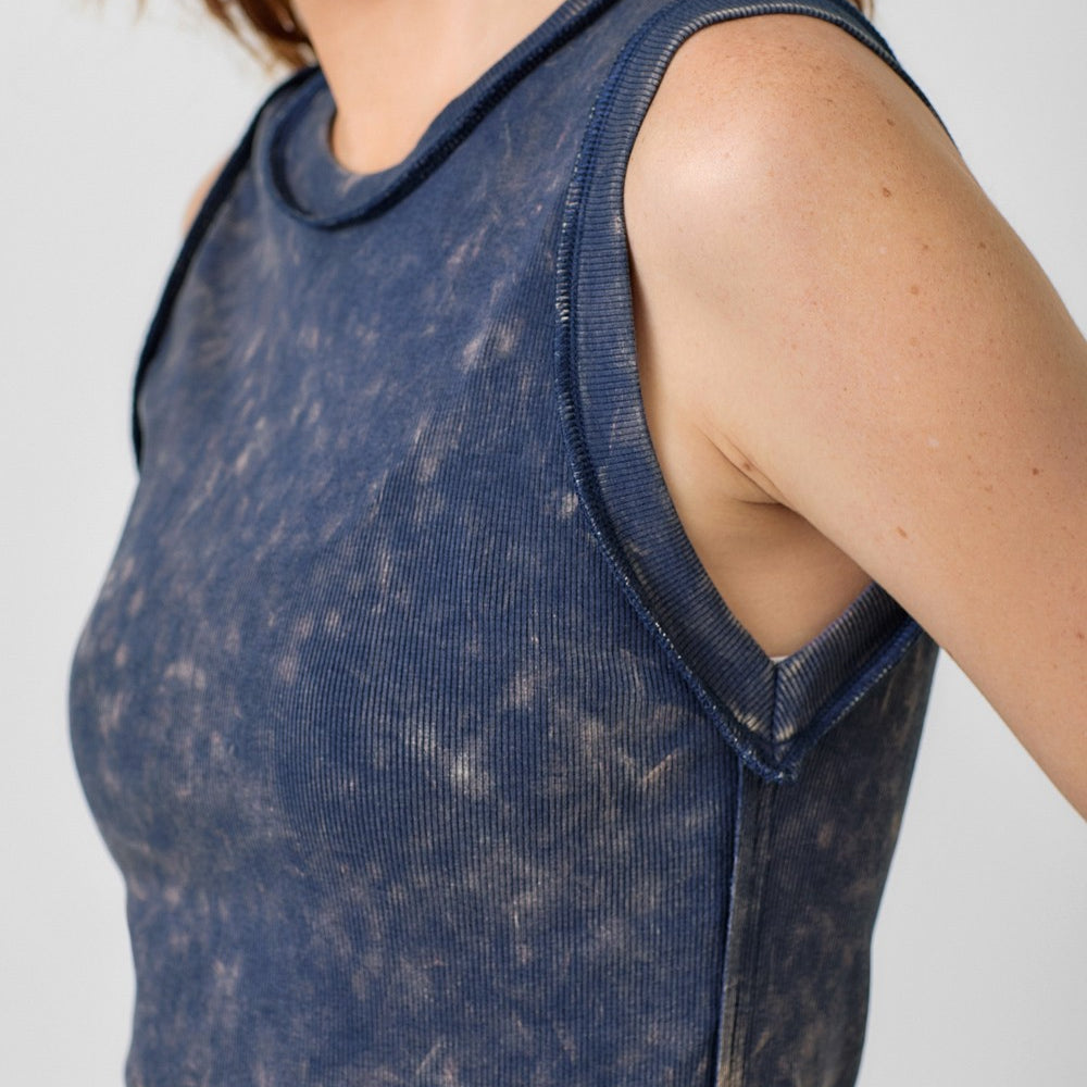 Mystree Exposed Seaming Ribbed Tank