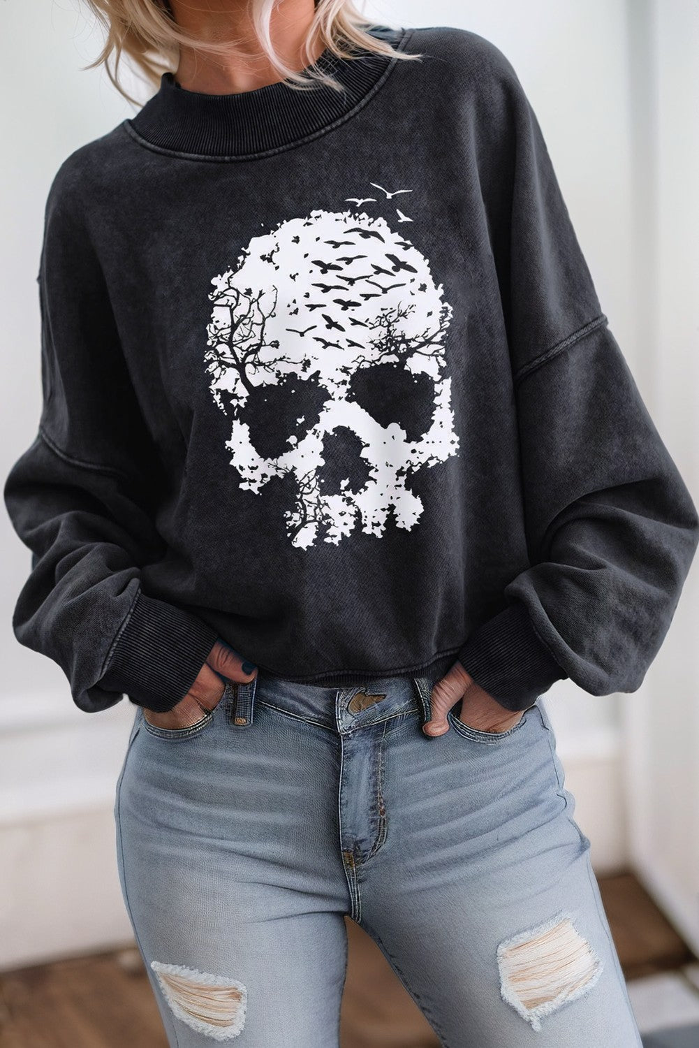 【Expend4bles X GRAVER】Skull Chart Sweatshirt Jerzees Super Sweats NuBlend 1/4-Zip Sweatshirt with Cadet