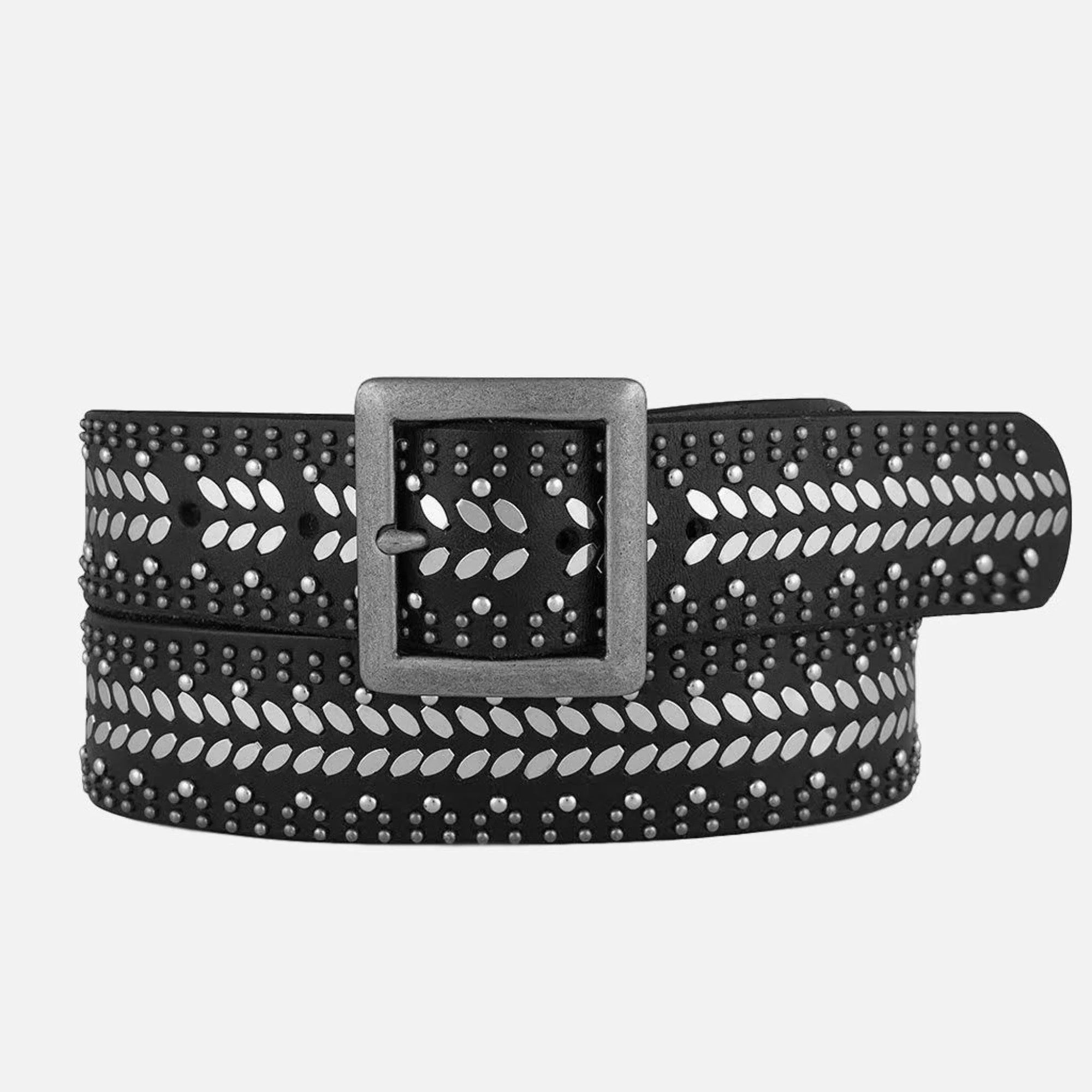 Amsterdam Heritage Women's Ezra Studded Leather Belt With Square Buckle