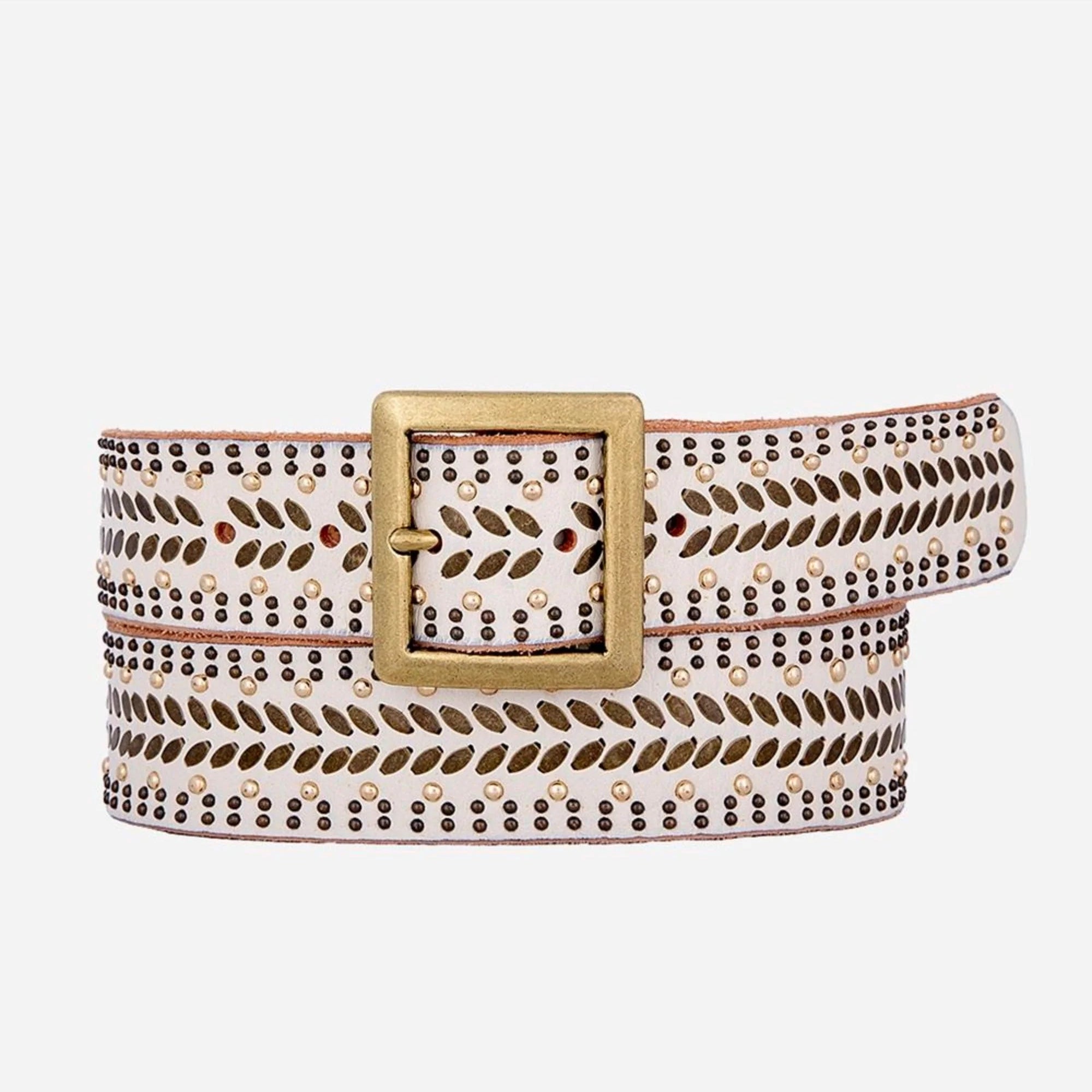 Amsterdam Heritage Women's Ezra Studded Leather Belt With Square Buckle
