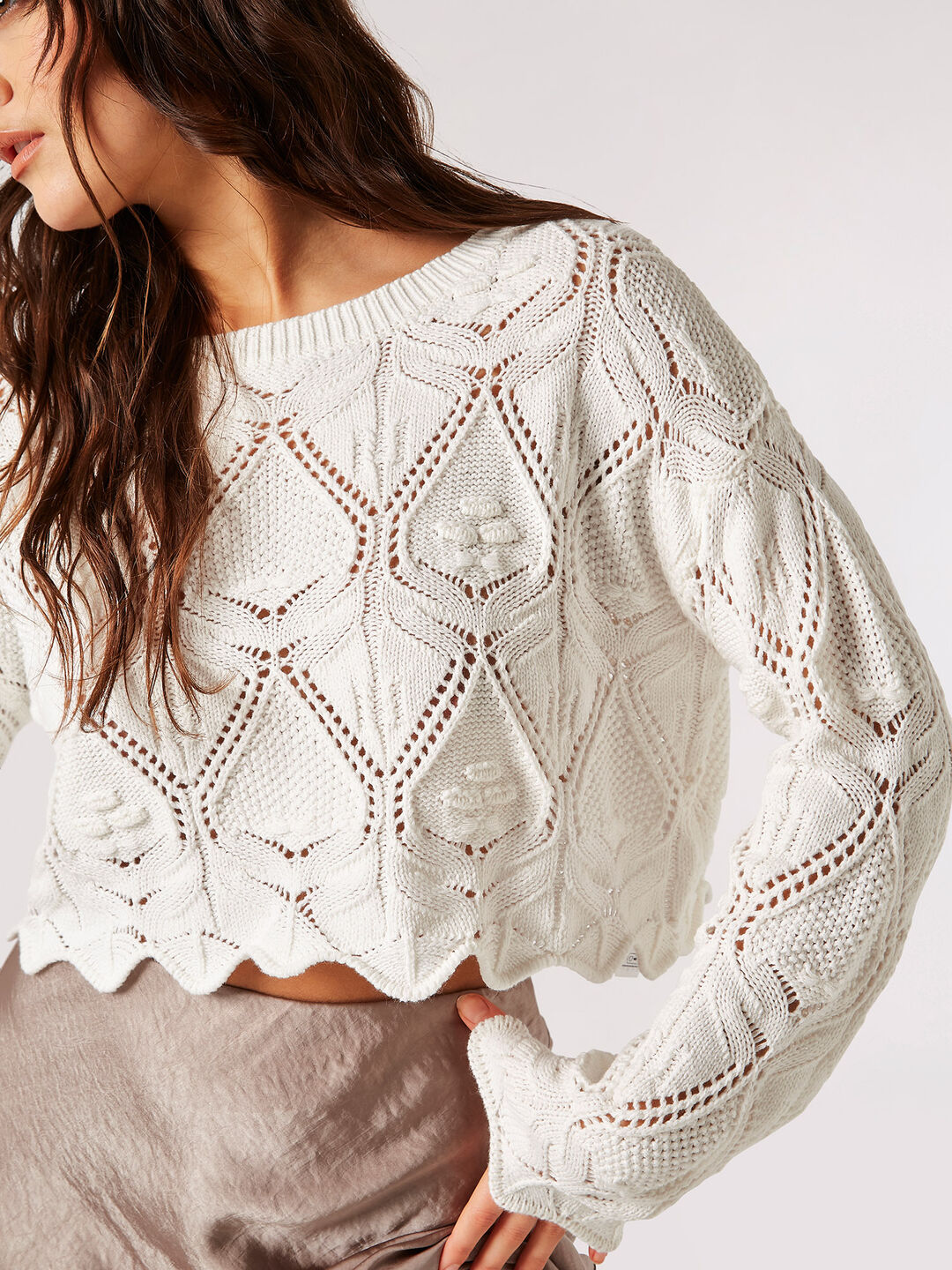 White pointelle jumper sales