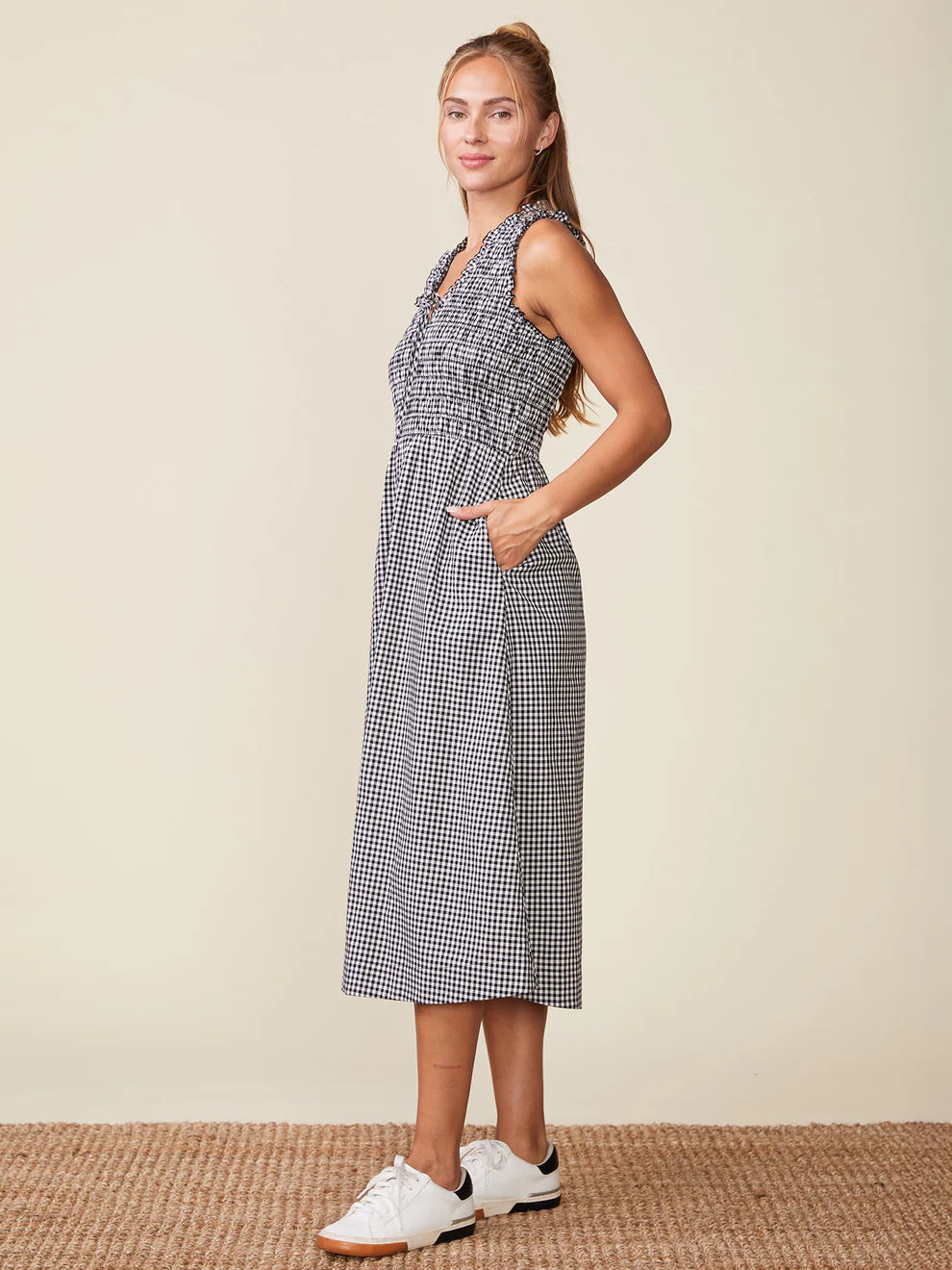 black and white gingham midi dress Gingham Print Midi Dress