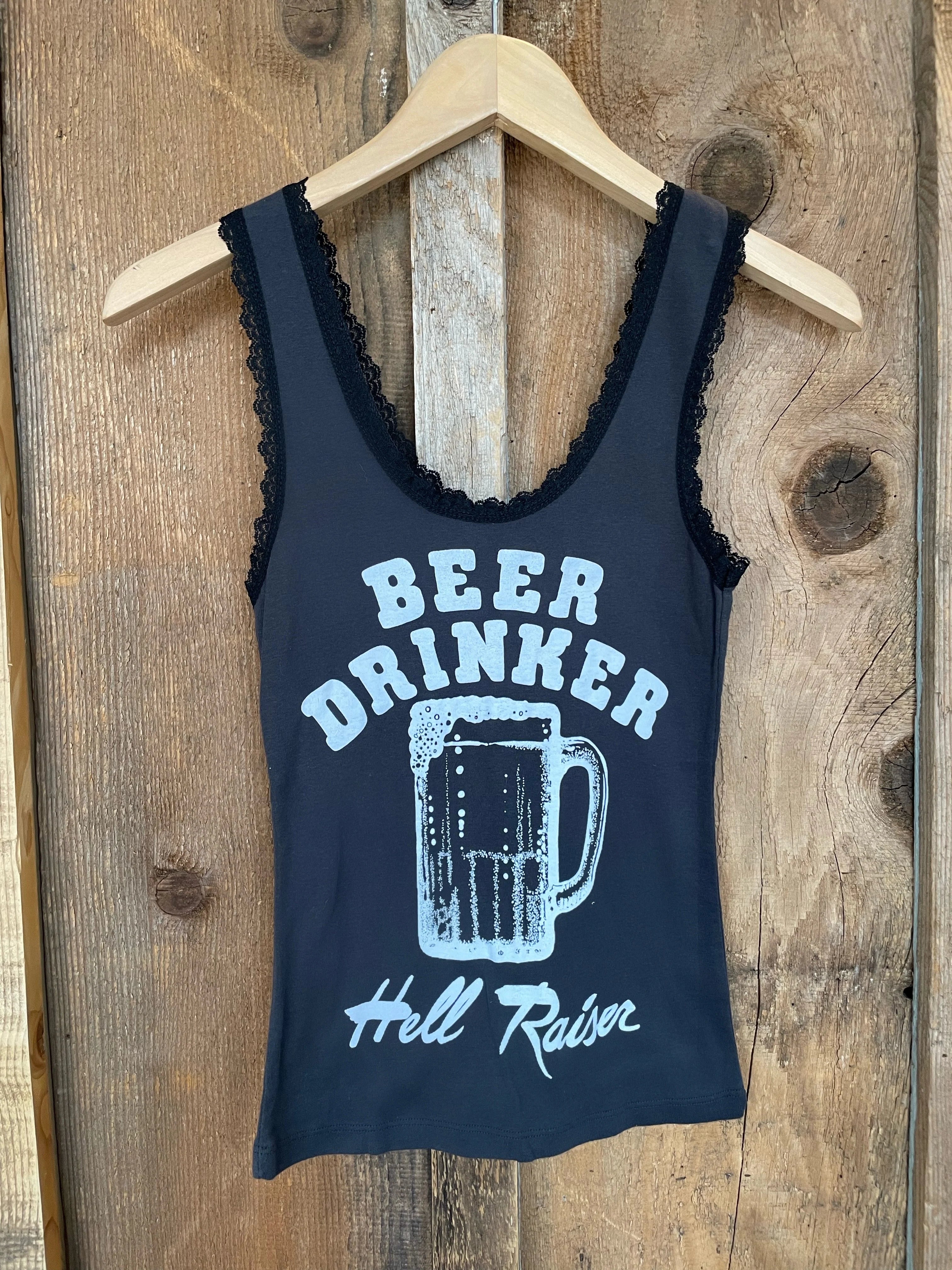 Bandit Brand Vintage Lace Trim Tank- Beer Drinker Hell Raiser