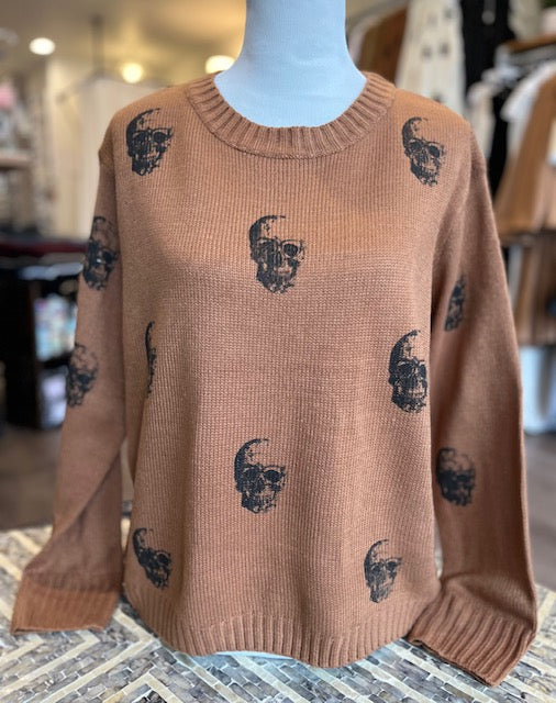 Panache All Over Skull Sweater- Brown – Howard & Marge Boutique