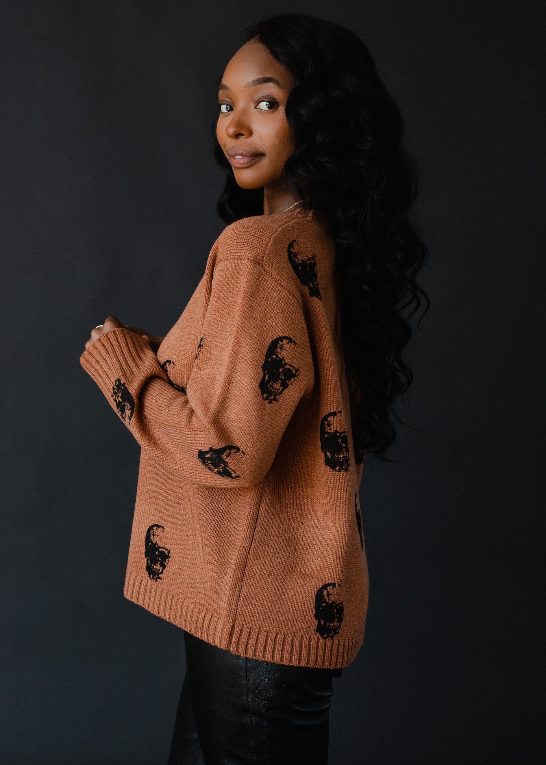 Panache All Over Skull Sweater- Brown – Howard & Marge Boutique