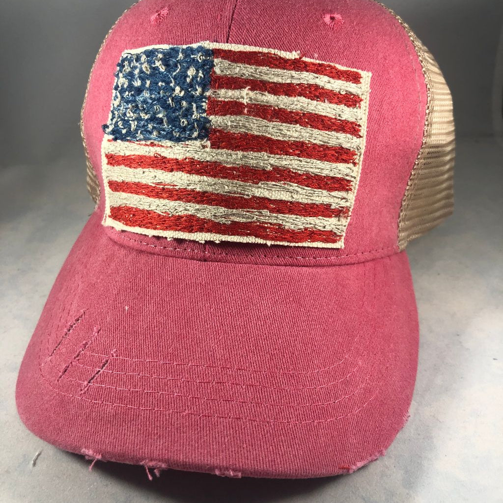Blink Blink Trucker Hat, American Flag