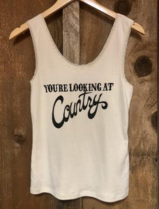 Bandit Brand Women's Lace Tank - You're Lookin At Country