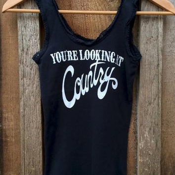 Bandit Brand Women's Lace Tank - You're Lookin At Country